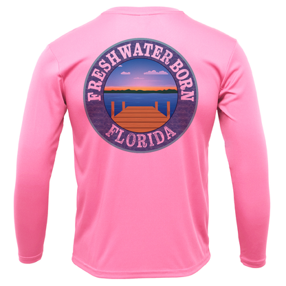 Saltwater Born Miami Orange and Green Freshwater Born Girl's Long Sleeve UPF 50+ Dry-Fit Shirt