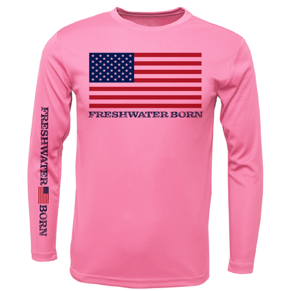 Saltwater Born Florida USA Freshwater Born Girl's Long Sleeve UPF 50+ Dry-Fit Shirt