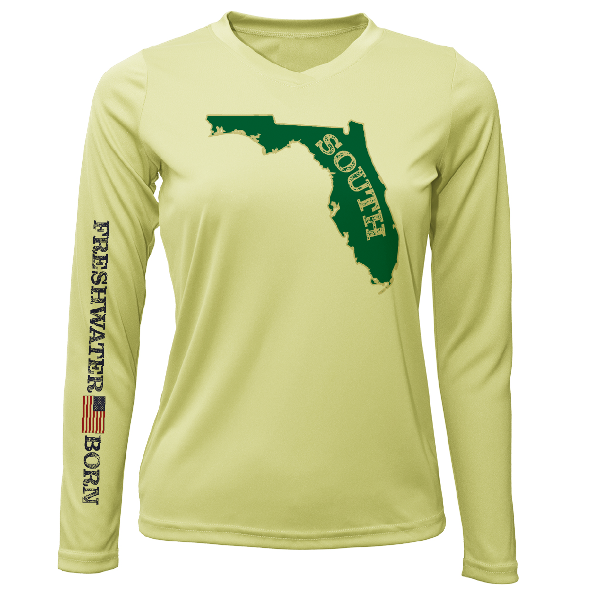 Saltwater Born USF Green and Gold Freshwater Born Women's Long Sleeve UPF 50+ Dry-Fit Shirt