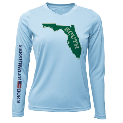 Saltwater Born USF Green and Gold Freshwater Born Women's Long Sleeve UPF 50+ Dry-Fit Shirt