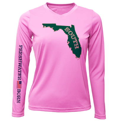 Saltwater Born USF Green and Gold Freshwater Born Women's Long Sleeve UPF 50+ Dry-Fit Shirt