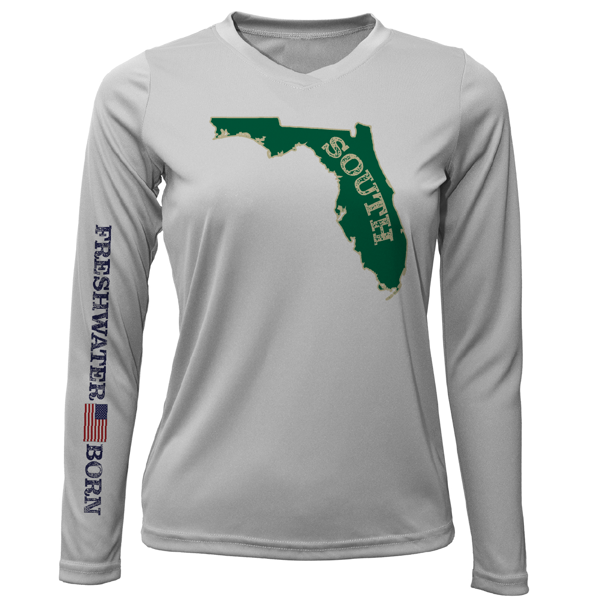 Saltwater Born USF Green and Gold Freshwater Born Women's Long Sleeve UPF 50+ Dry-Fit Shirt