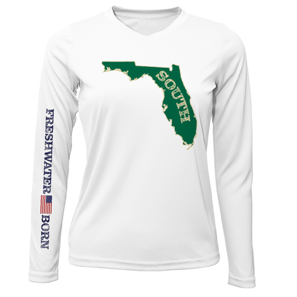 Saltwater Born USF Green and Gold Freshwater Born Women's Long Sleeve UPF 50+ Dry-Fit Shirt