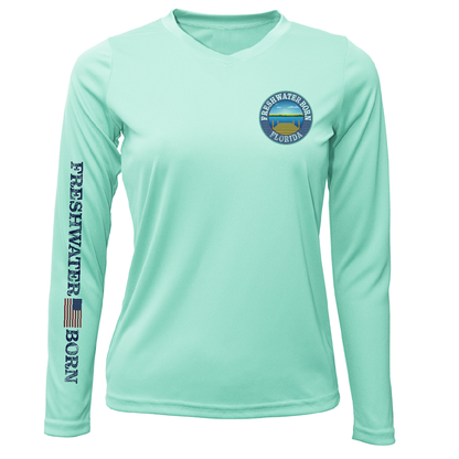 Saltwater Born Florida Freshwater Born Largemouth Bass Women's Long Sleeve UPF 50+ Dry-Fit Shirt