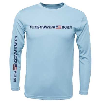 Saltwater Born Michigan Freshwater Born Linear Logo Men's Long Sleeve UPF 50+ Dry-Fit Shirt