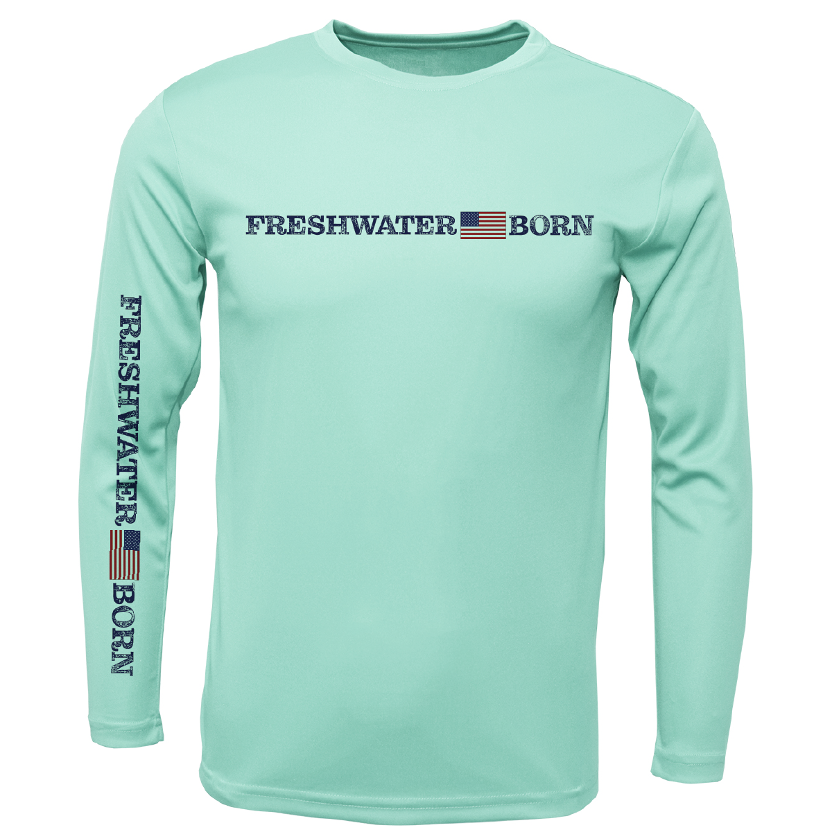 Saltwater Born Michigan Freshwater Born Linear Logo Men's Long Sleeve UPF 50+ Dry-Fit Shirt