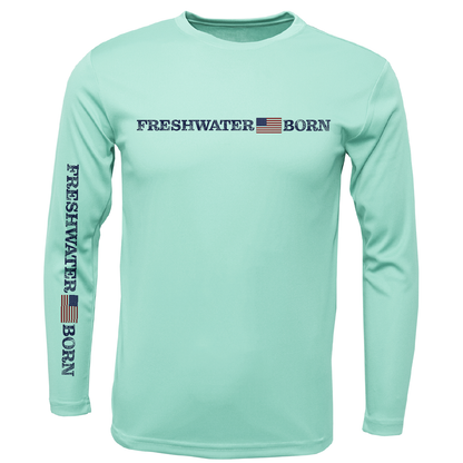 Saltwater Born Florida Freshwater Born Linear Logo Boy's Long Sleeve UPF 50+ Dry-Fit Shirt