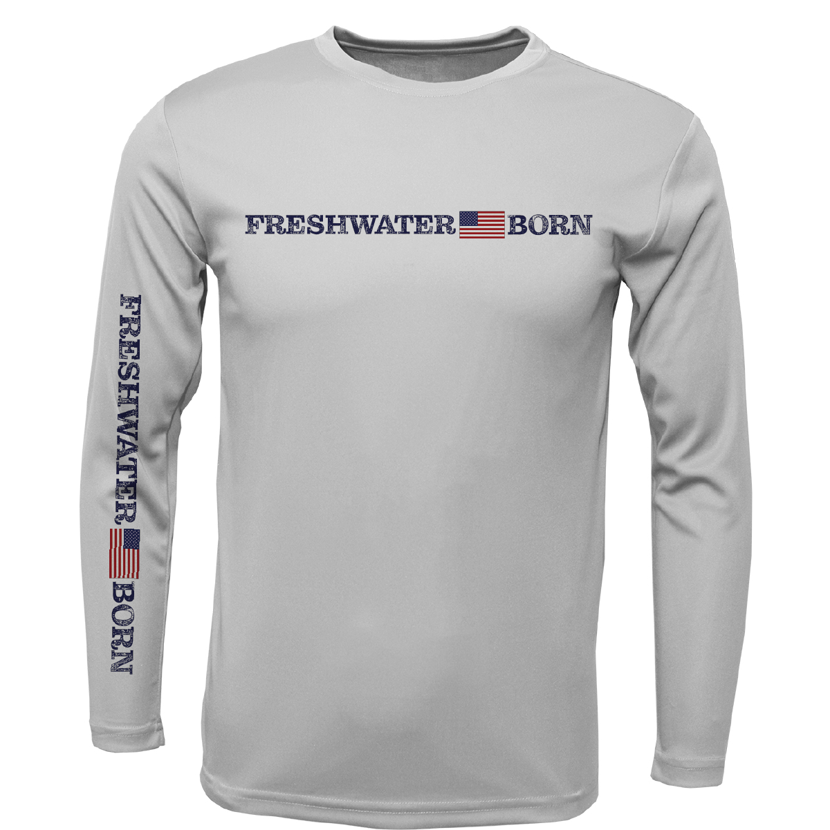 Saltwater Born Michigan Freshwater Born Linear Logo Men's Long Sleeve UPF 50+ Dry-Fit Shirt