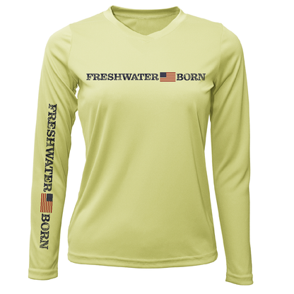 Saltwater Born Florida Freshwater Born Linear Logo Women's Long Sleeve UPF 50+ Dry-Fit Shirt