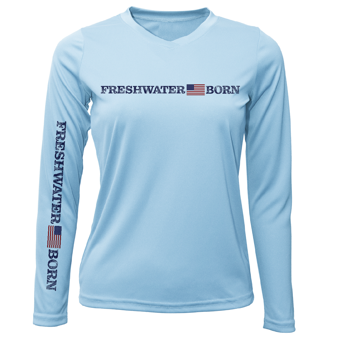 Saltwater Born Florida Freshwater Born Linear Logo Women's Long Sleeve UPF 50+ Dry-Fit Shirt