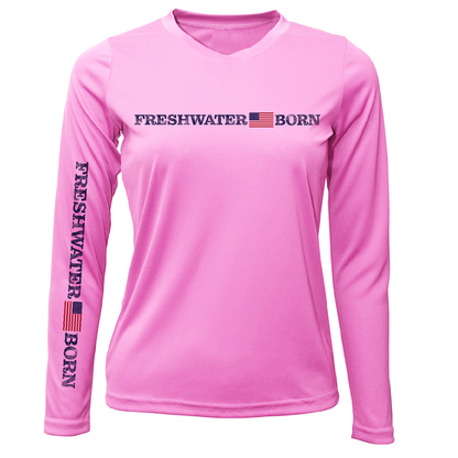 Saltwater Born Florida Freshwater Born Linear Logo Women's Long Sleeve UPF 50+ Dry-Fit Shirt