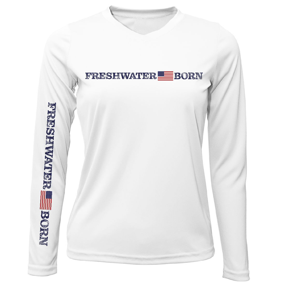 Saltwater Born Florida Freshwater Born Linear Logo Women's Long Sleeve UPF 50+ Dry-Fit Shirt