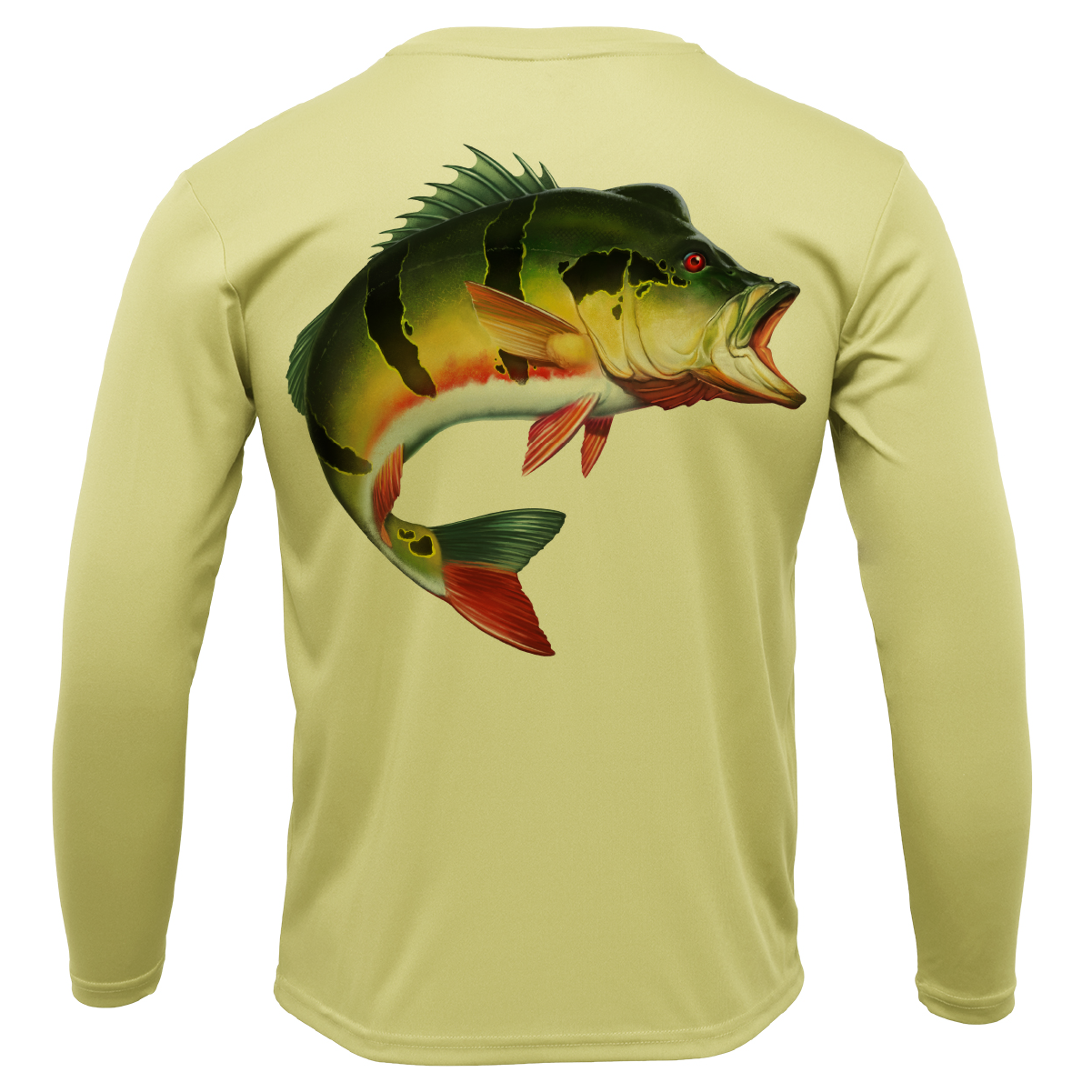 Saltwater Born Miami, FL Freshwater Born Peacock Bass Men's Long Sleeve UPF 50+ Dry-Fit Shirt