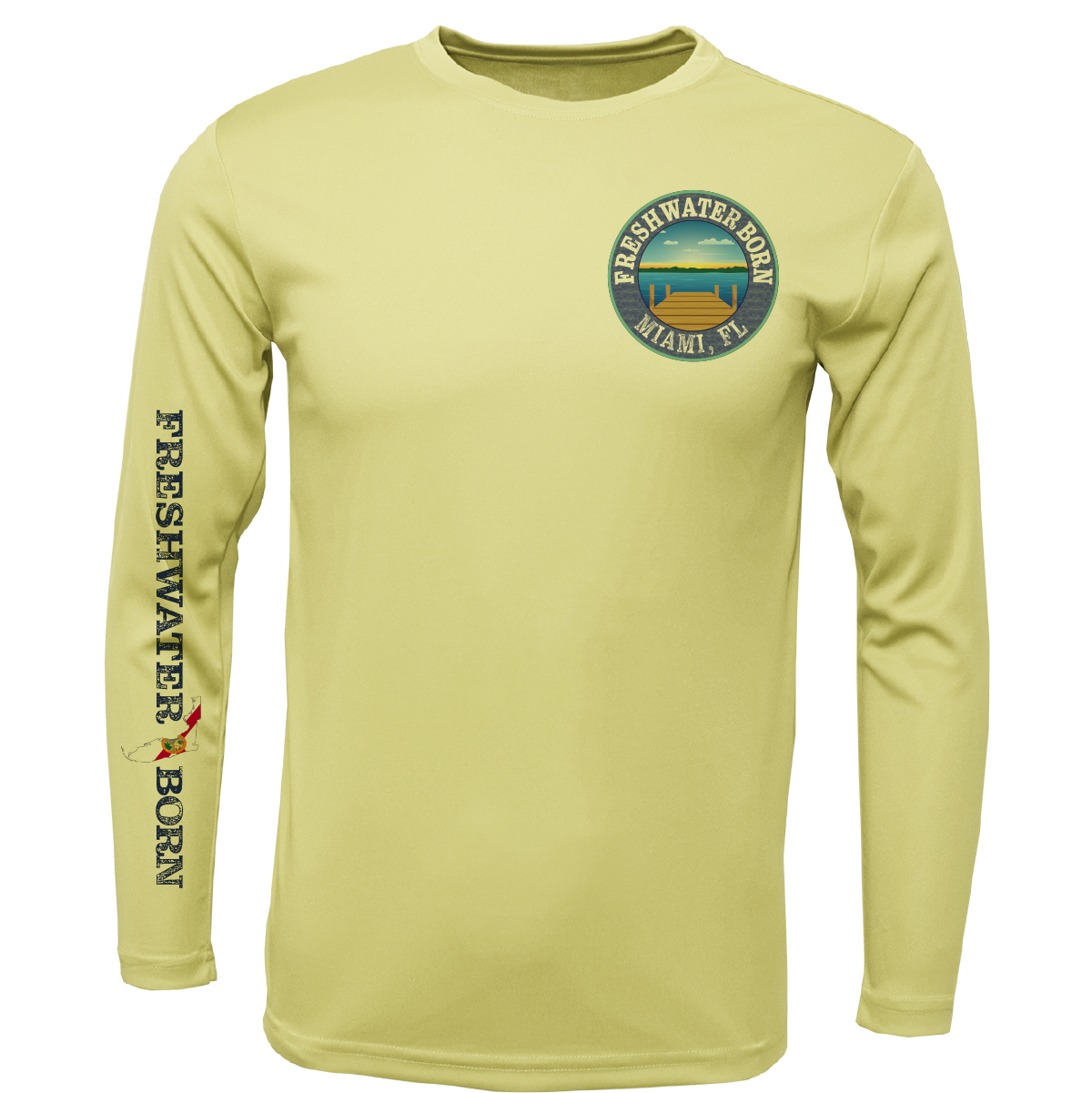 Saltwater Born Miami, FL Freshwater Born Peacock Bass Men's Long Sleeve UPF 50+ Dry-Fit Shirt