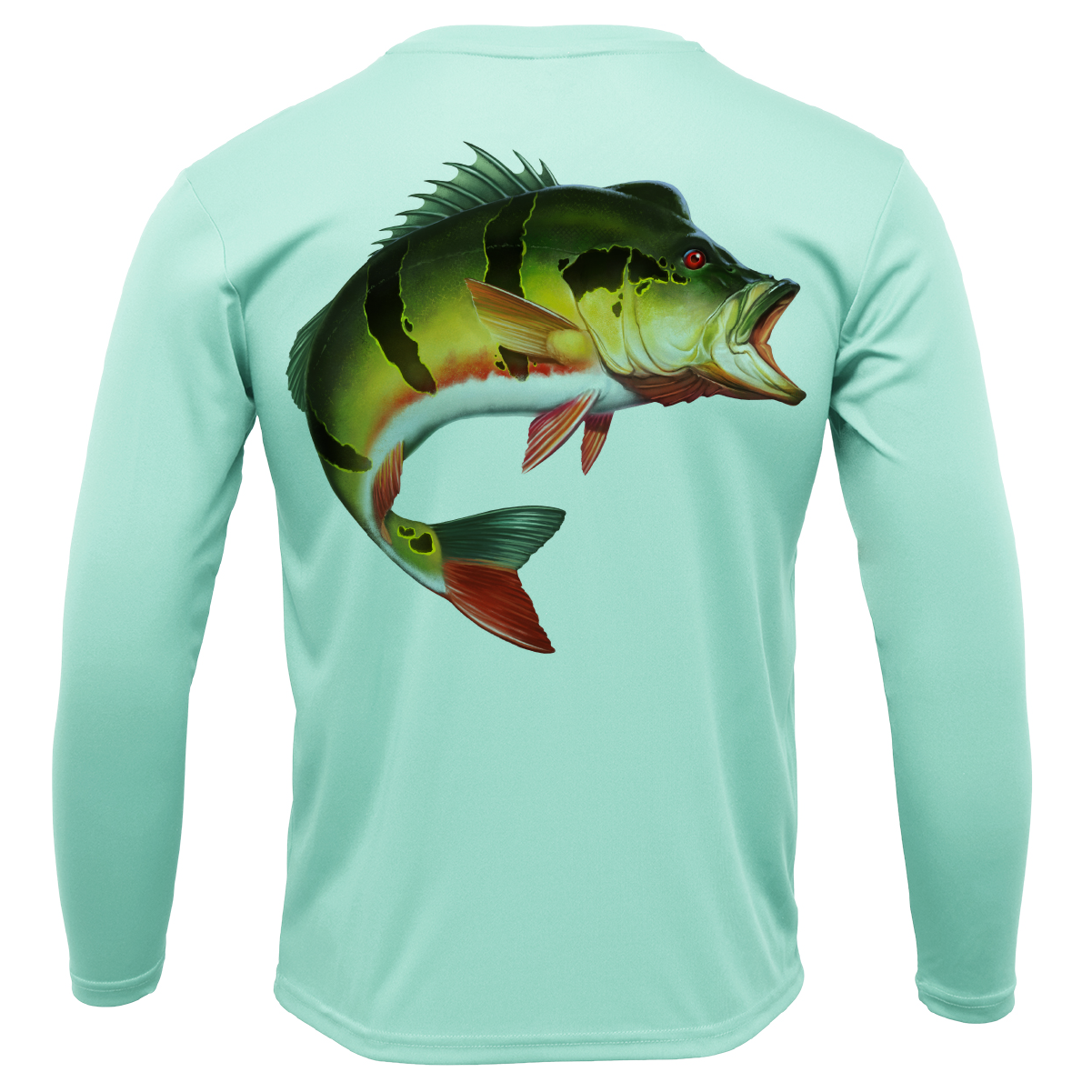 Saltwater Born Miami, FL Freshwater Born Peacock Bass Men's Long Sleeve UPF 50+ Dry-Fit Shirt