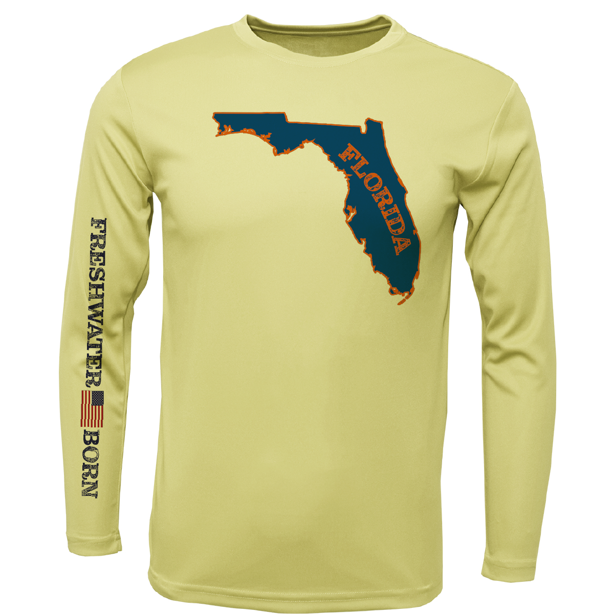 Saltwater Born Orange and Blue Freshwater Born Men's Long Sleeve UPF 50+ Dry-Fit Shirt