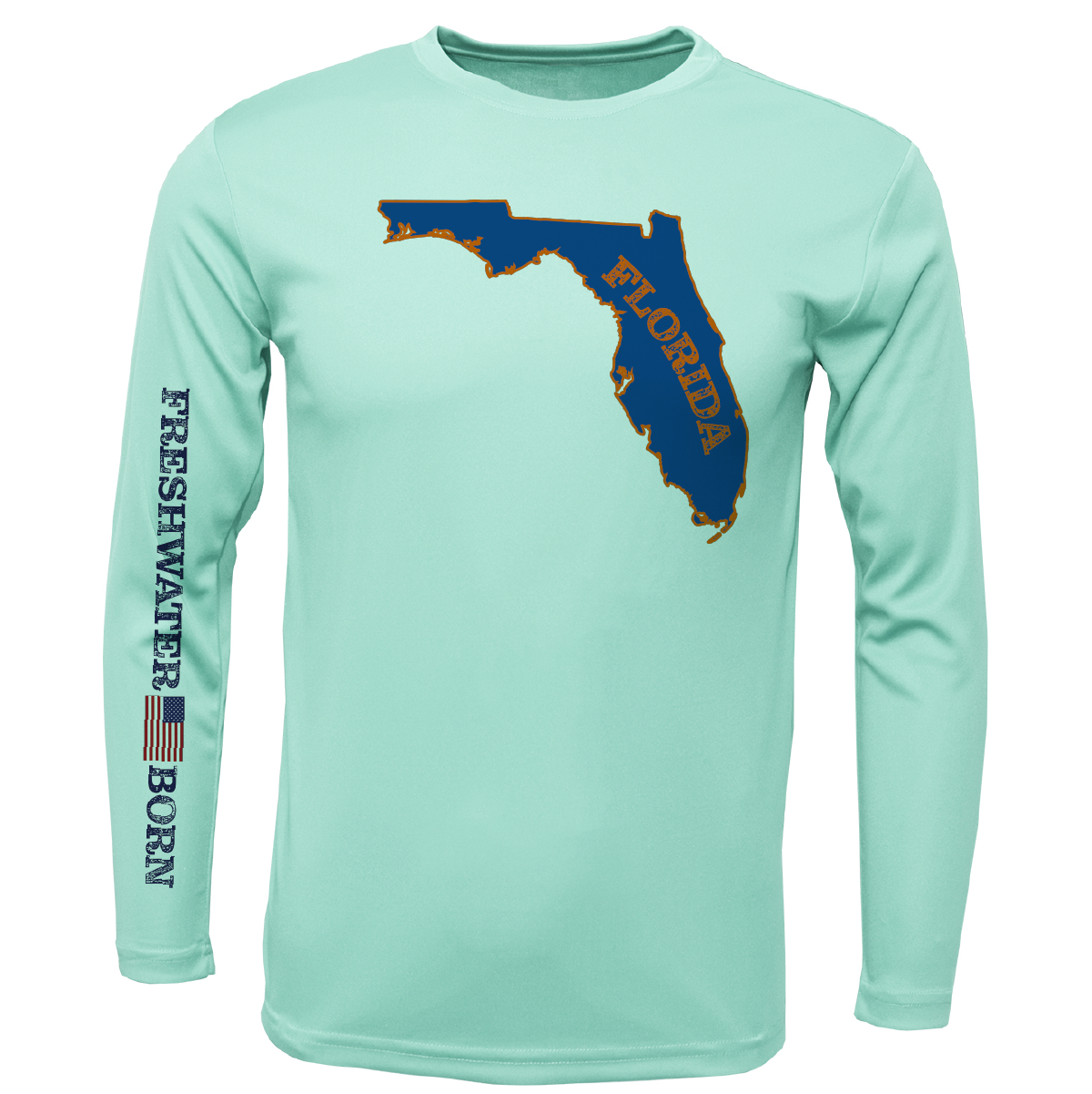UF Orange and Blue Freshwater Born Girl's Long Sleeve UPF 50+ Dry-Fit Shirt