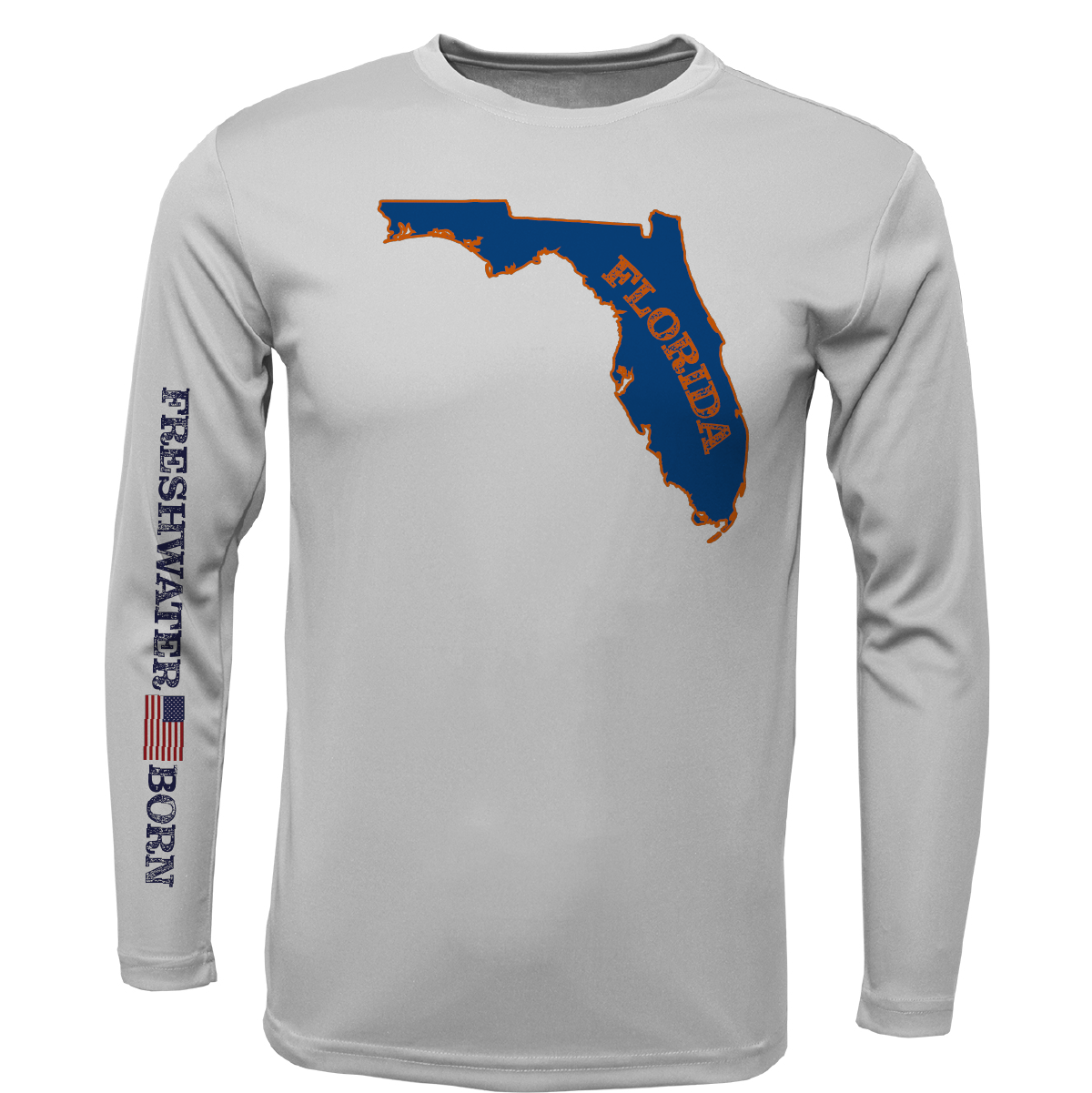 UF Orange and Blue Freshwater Born Girl's Long Sleeve UPF 50+ Dry-Fit Shirt
