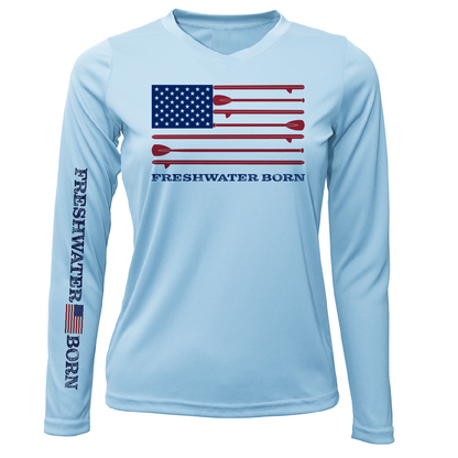 Saltwater Born Florida Freshwater Born SUP Flag Women's Long Sleeve UPF 50+ Dry-Fit Shirt