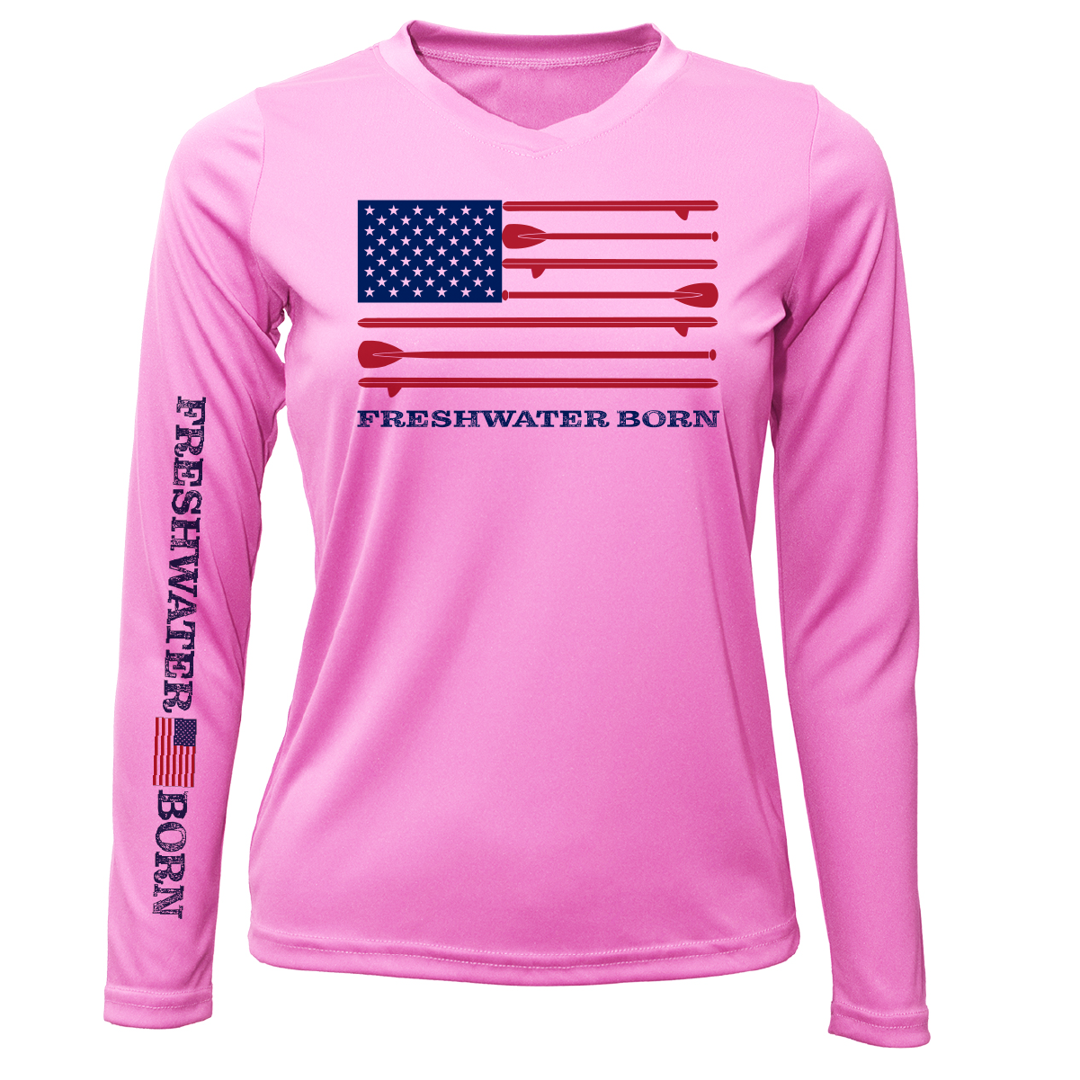 Saltwater Born Michigan Freshwater Born SUP Flag Women's Long Sleeve UPF 50+ Dry-Fit Shirt