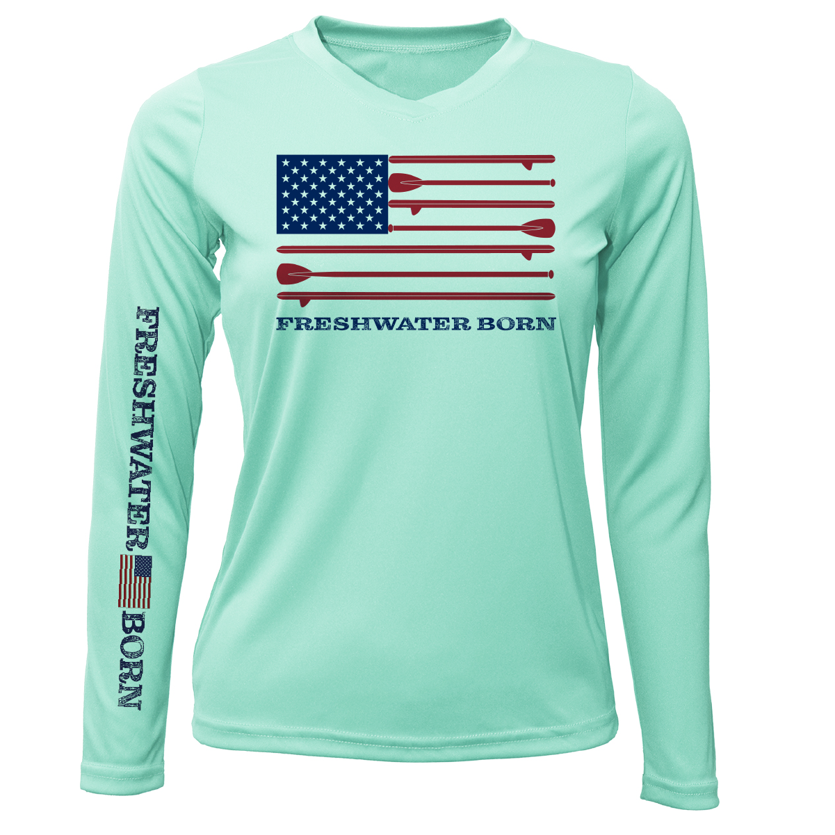 Saltwater Born Florida Freshwater Born SUP Flag Women's Long Sleeve UPF 50+ Dry-Fit Shirt