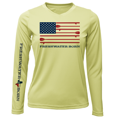 Saltwater Born Texas Freshwater Born SUP Flag Women's Long Sleeve UPF 50+ Dry-Fit Shirt