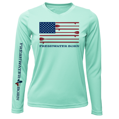 Saltwater Born Texas Freshwater Born SUP Flag Women's Long Sleeve UPF 50+ Dry-Fit Shirt