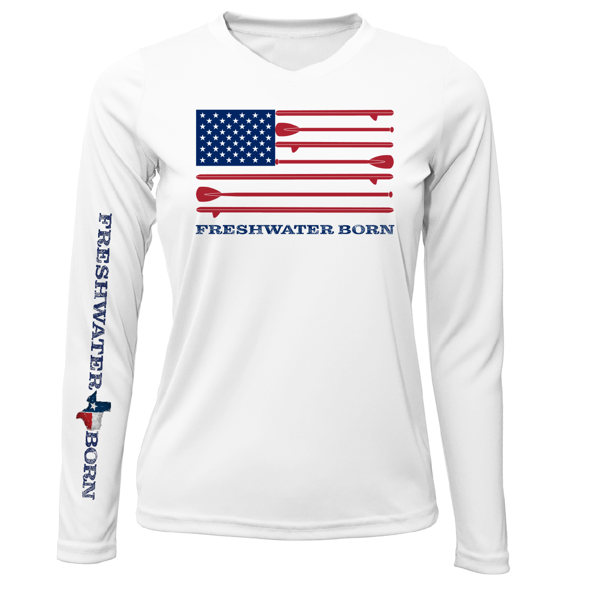 Saltwater Born Texas Freshwater Born SUP Flag Women's Long Sleeve UPF 50+ Dry-Fit Shirt