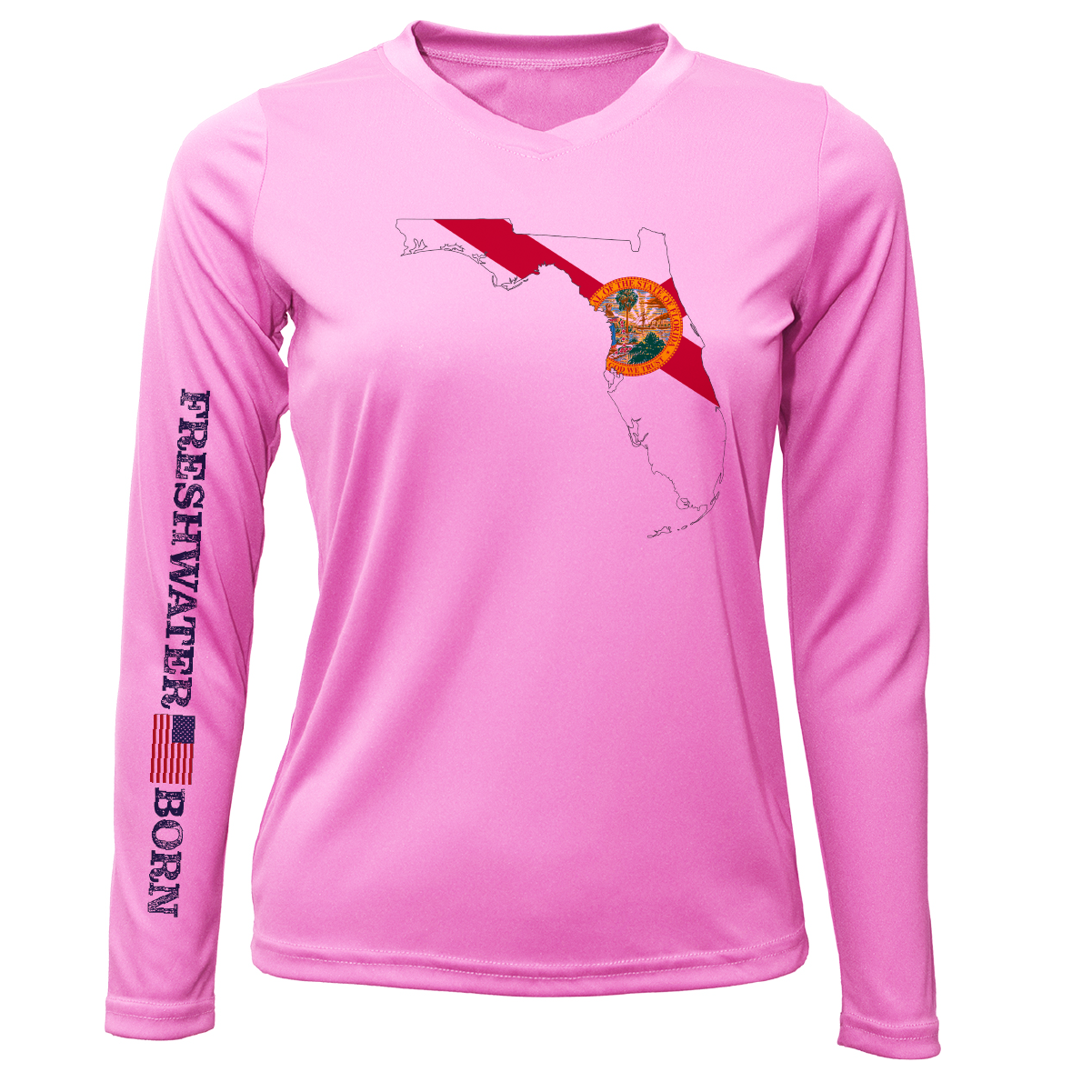 Saltwater Born State of Florida Freshwater Born Women's Long Sleeve UPF 50+ Dry-Fit Shirt