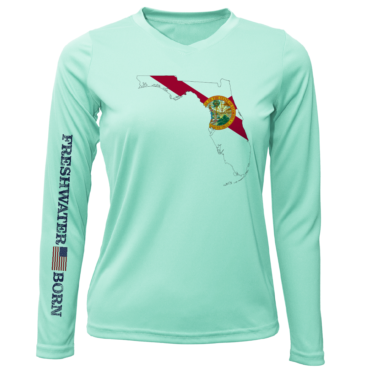 Saltwater Born State of Florida Freshwater Born Women's Long Sleeve UPF 50+ Dry-Fit Shirt
