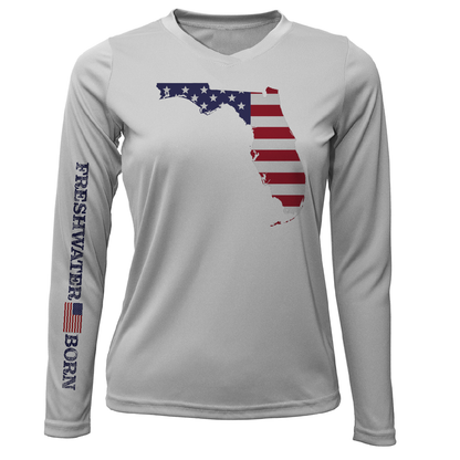 Saltwater Born State of Florida USA Freshwater Born Women's Long Sleeve UPF 50+ Dry-Fit Shirt
