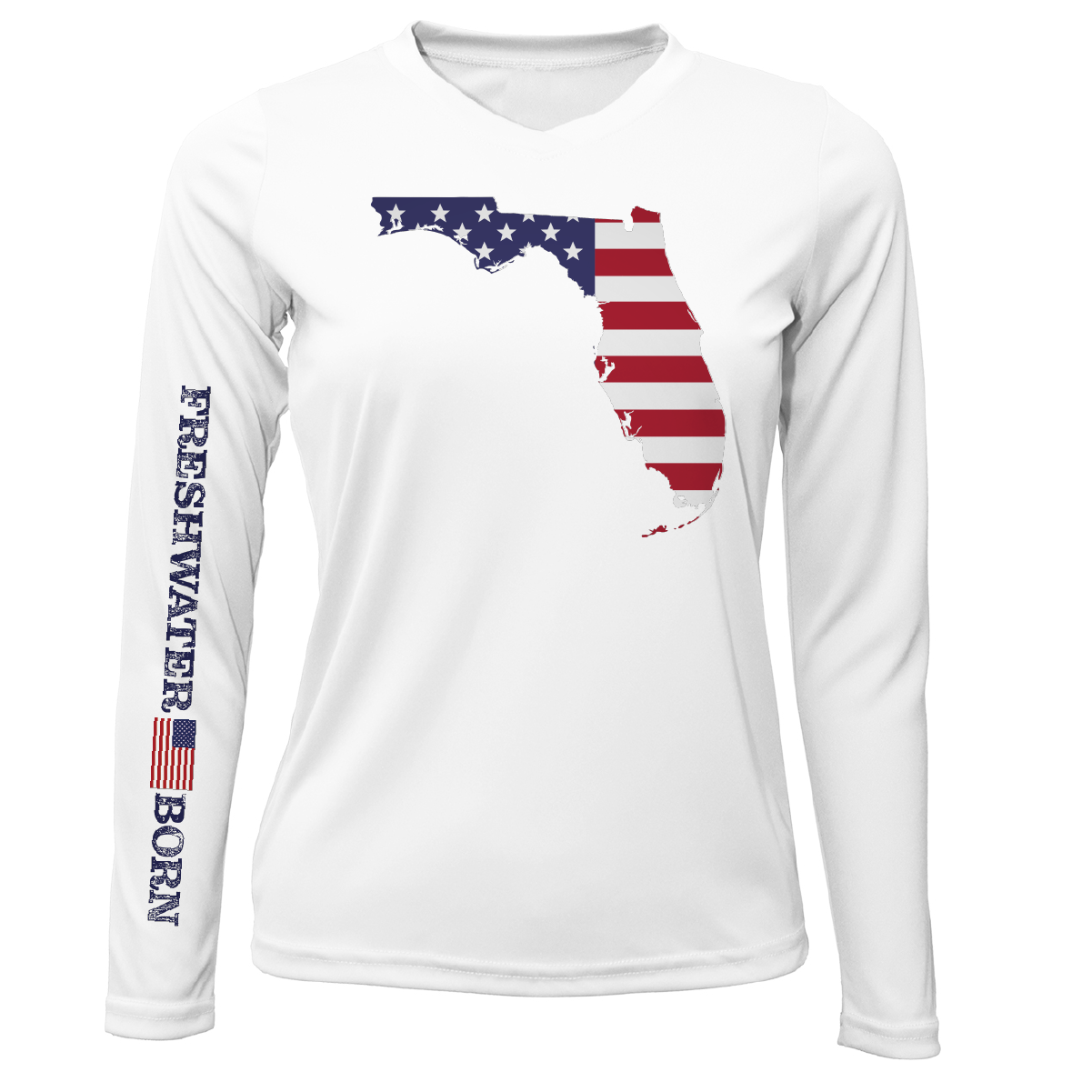 Saltwater Born State of Florida USA Freshwater Born Women's Long Sleeve UPF 50+ Dry-Fit Shirt