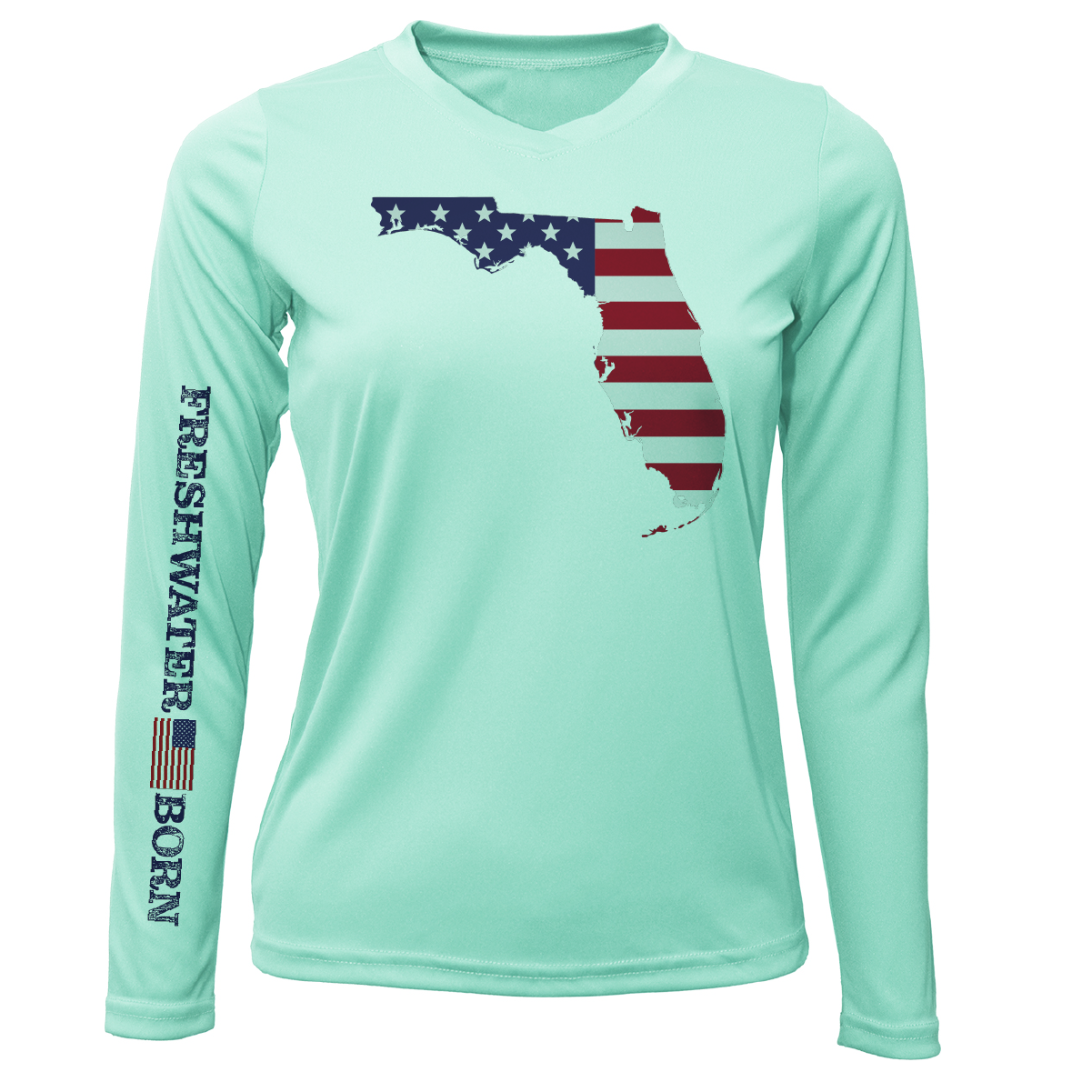 Saltwater Born State of Florida USA Freshwater Born Women's Long Sleeve UPF 50+ Dry-Fit Shirt