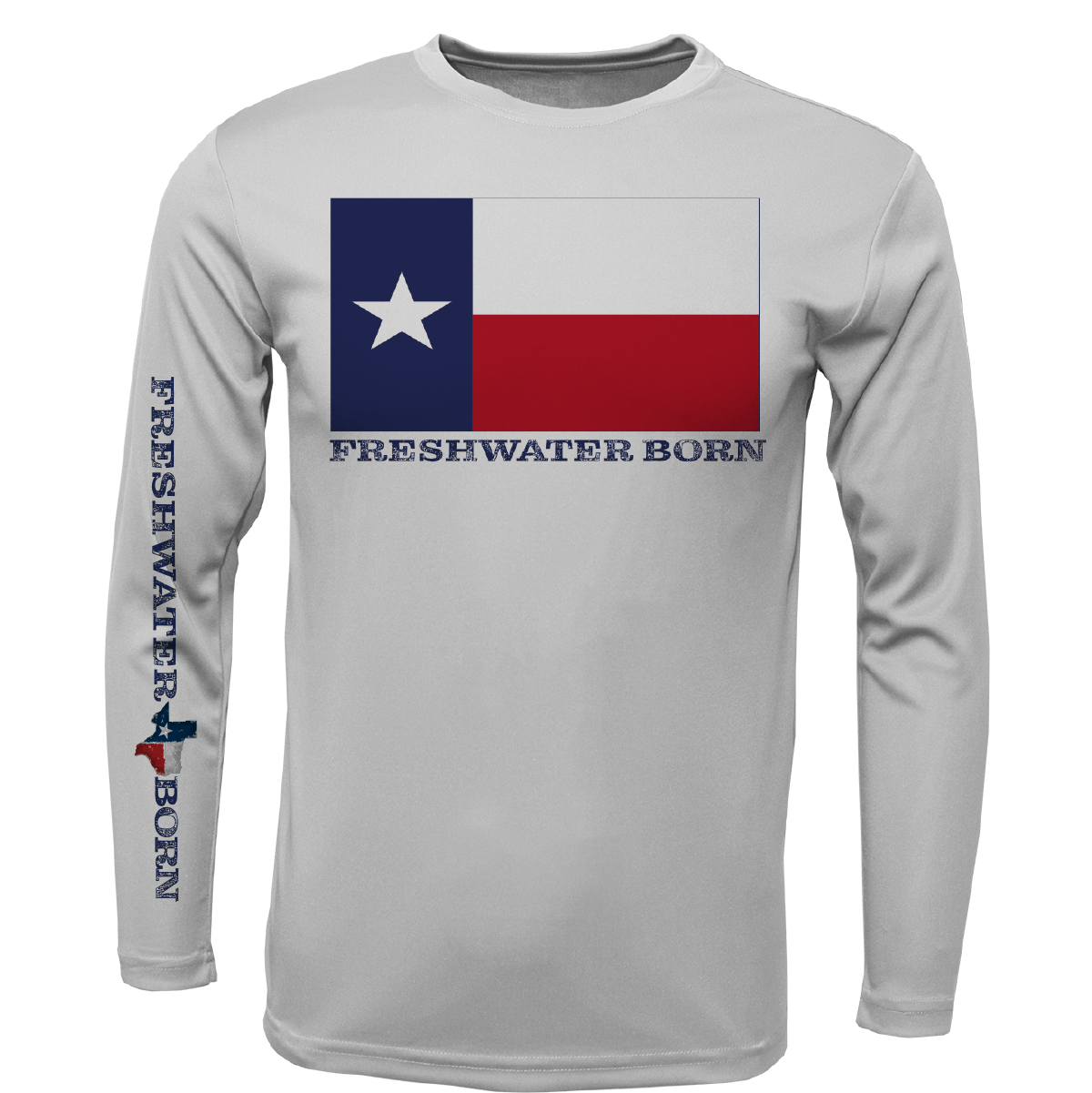 Texas Flag Freshwater Born Men's Long Sleeve UPF 50+ Dry-Fit Shirt