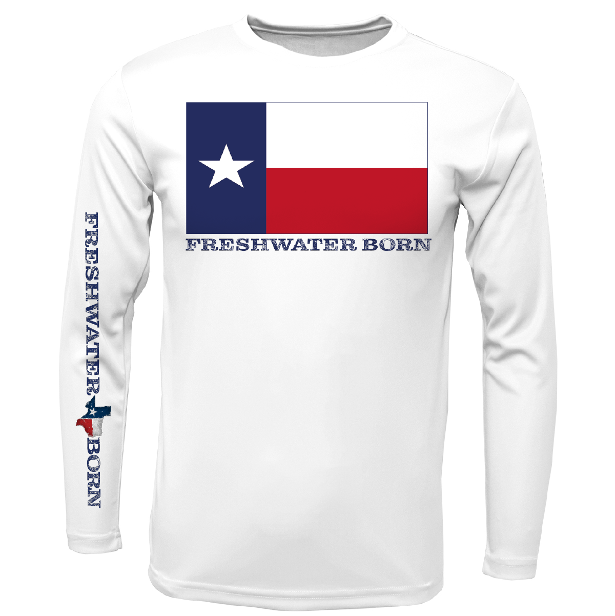 Texas Flag Freshwater Born Men's Long Sleeve UPF 50+ Dry-Fit Shirt