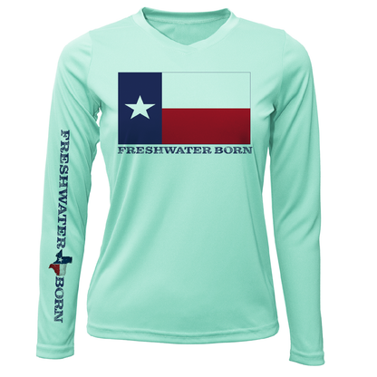 Saltwater Born Texas Flag Freshwater Born Women's Long Sleeve UPF 50+ Dry-Fit shirt