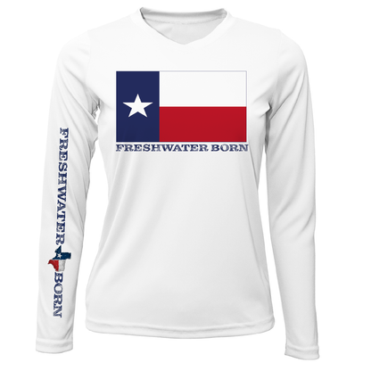 Saltwater Born Texas Flag Freshwater Born Women's Long Sleeve UPF 50+ Dry-Fit shirt