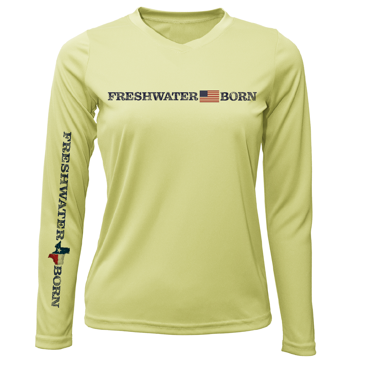 Saltwater Born Texas Freshwater Born Linear Logo Women's Long Sleeve UPF 50+ Dry-Fit Shirt