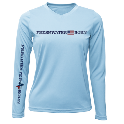 Saltwater Born Texas Freshwater Born Linear Logo Women's Long Sleeve UPF 50+ Dry-Fit Shirt