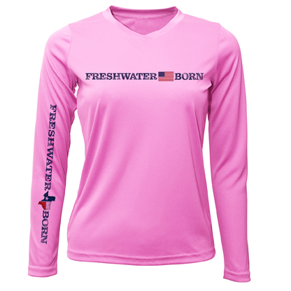 Saltwater Born Texas Freshwater Born Linear Logo Women's Long Sleeve UPF 50+ Dry-Fit Shirt