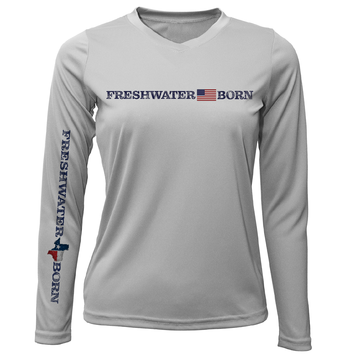 Saltwater Born Texas Freshwater Born Linear Logo Women's Long Sleeve UPF 50+ Dry-Fit Shirt