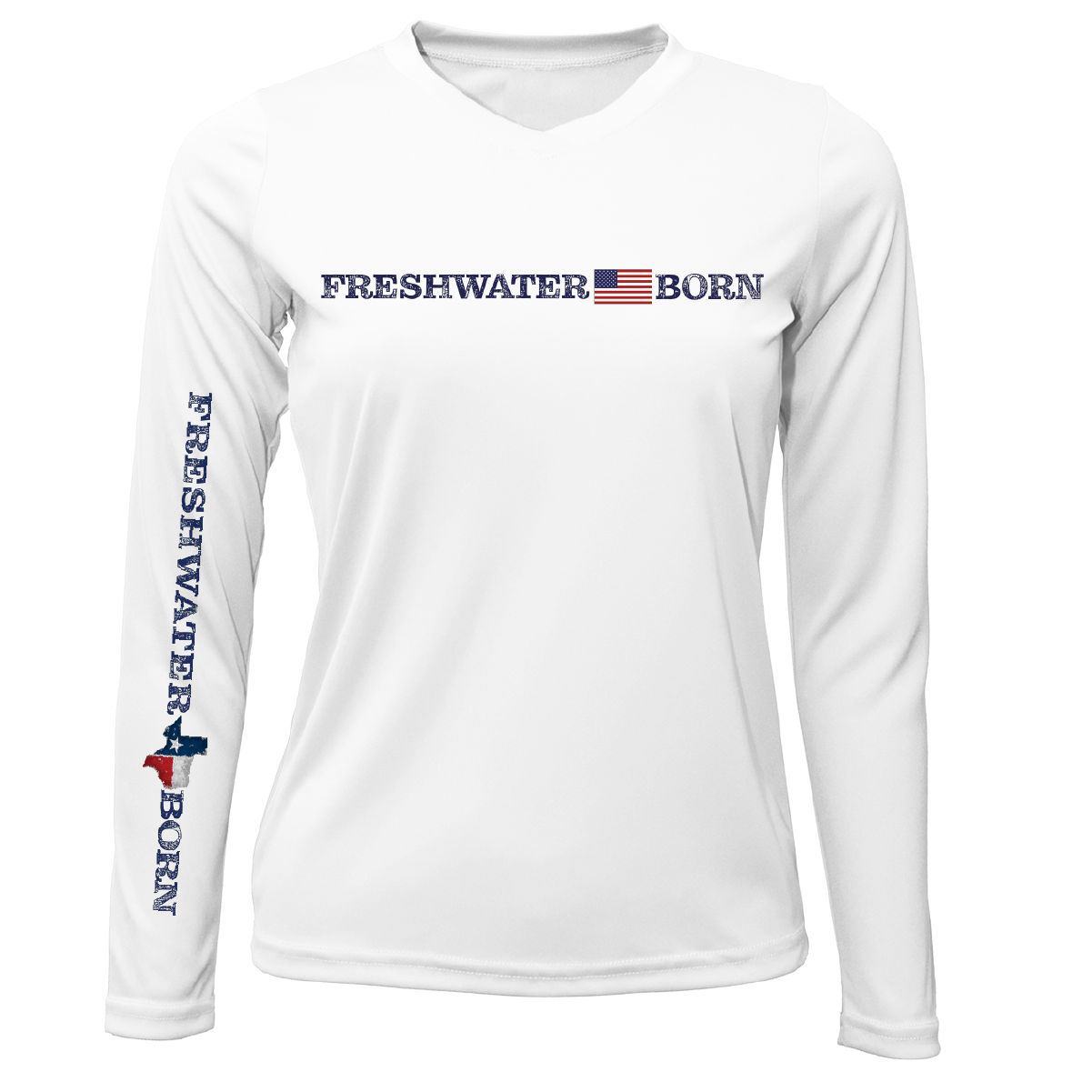 Saltwater Born Texas Freshwater Born Linear Logo Women's Long Sleeve UPF 50+ Dry-Fit Shirt