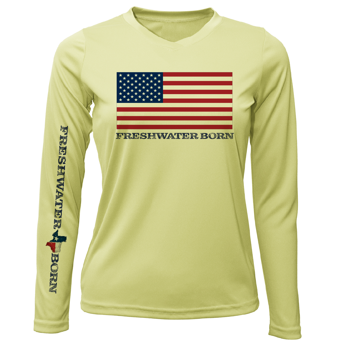 Saltwater Born Texas USA Freshwater Born Women's Long Sleeve UPF 50+ Dry-Fit Shirt