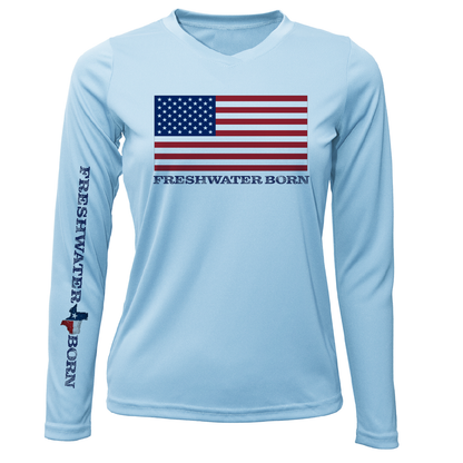 Saltwater Born Texas USA Freshwater Born Women's Long Sleeve UPF 50+ Dry-Fit Shirt