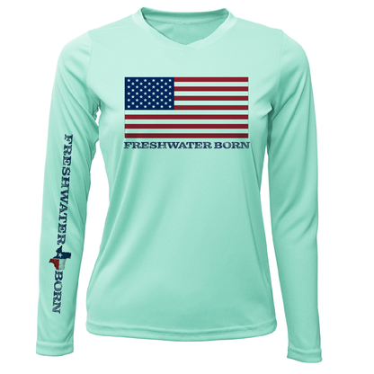 Saltwater Born Texas USA Freshwater Born Women's Long Sleeve UPF 50+ Dry-Fit Shirt