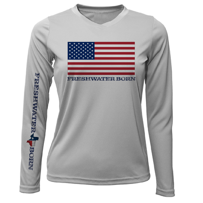 Saltwater Born Texas USA Freshwater Born Women's Long Sleeve UPF 50+ Dry-Fit Shirt