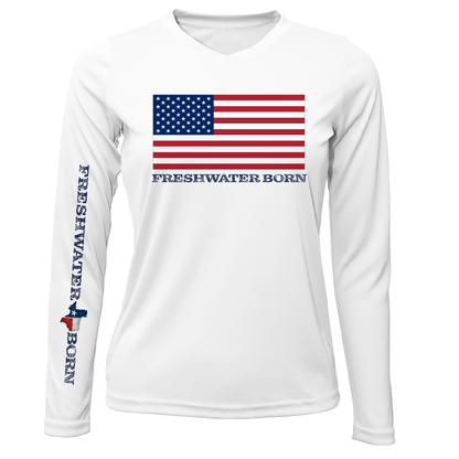 Saltwater Born Texas USA Freshwater Born Women's Long Sleeve UPF 50+ Dry-Fit Shirt