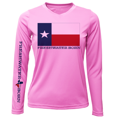 Saltwater Born Texas Flag Freshwater Born Women's Long Sleeve UPF 50+ Dry-Fit shirt