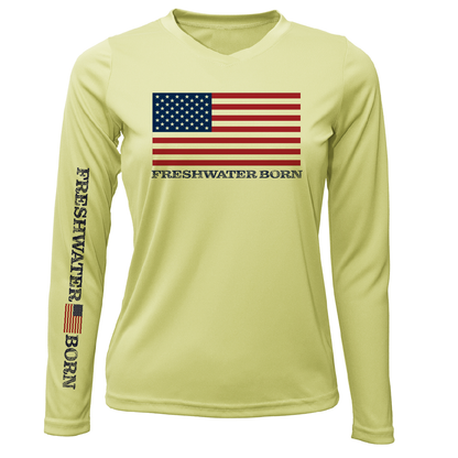 Saltwater Born Florida USA Freshwater Born Women's Long Sleeve UPF 50+ Dry-Fit Shirt