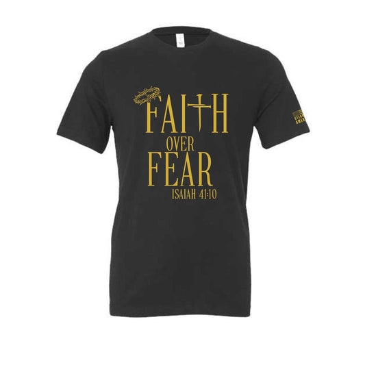 Steadfast American Faith Over Fear Christian T-Shirt – Isaiah 41:10 – Bella Canvas or Comfort Colors Tee